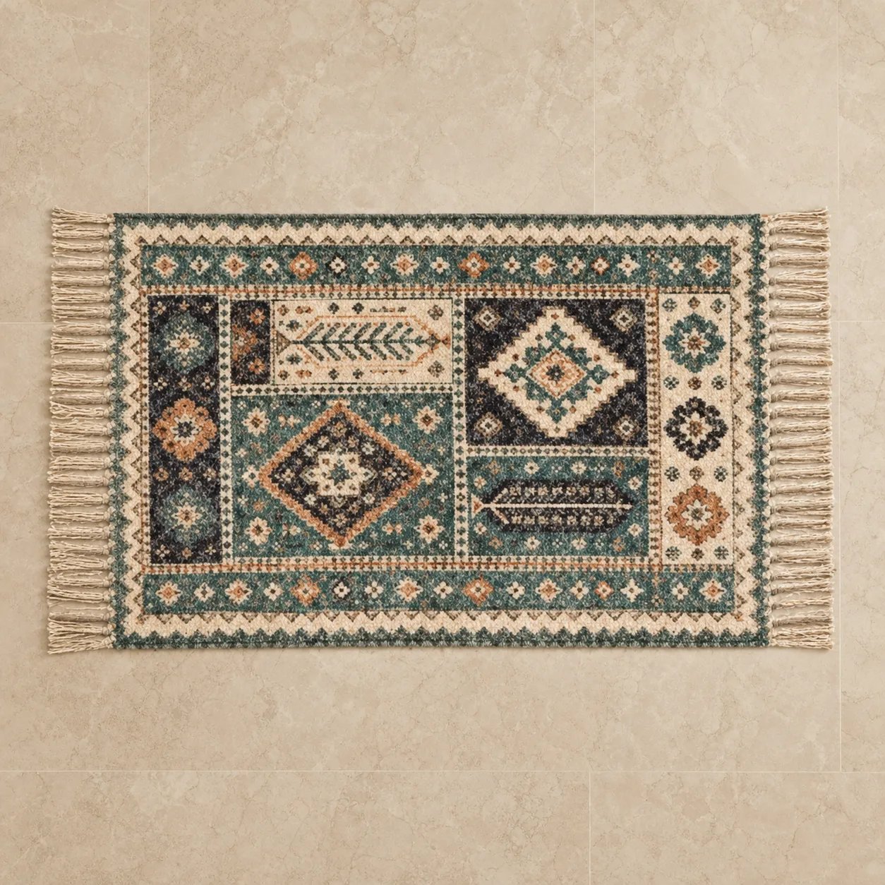 Patchwork flat-weave dhurrie sample